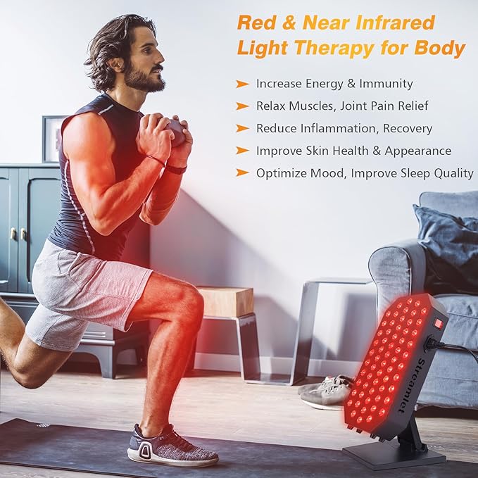 Red Light Therapy Panel for Face Body 660nm 850nm Near Infrared Light Device with Timer 60 Dual Chip Clinical Grade LEDs for Skin Health Recovery Pain Improve Sleep Energy Anti Aging