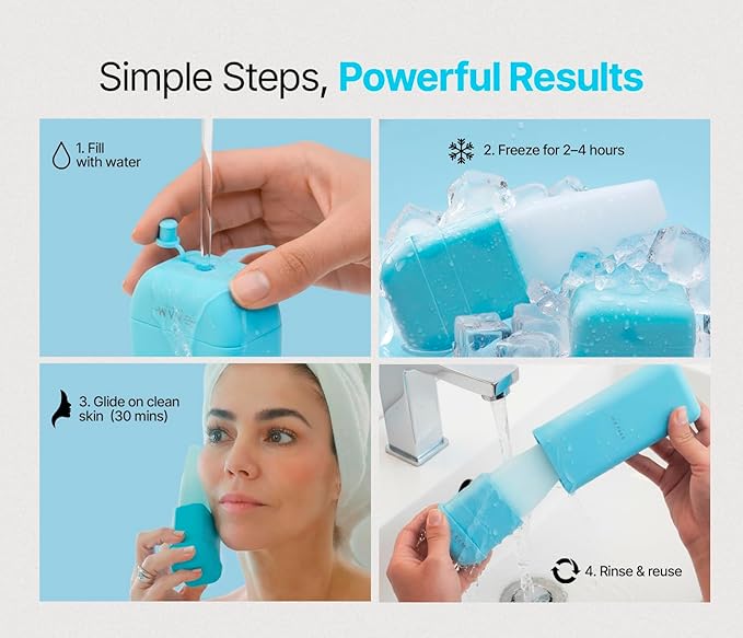 Ice Face Roller Reusable Silicone Cooling Facial Ice Roller for Face and Neck Skincare Routine Tool for De-Puff Look Smooth Glide Massager