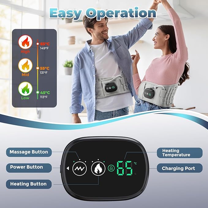 Aimery 2025 Upgraded Version 3-in-1 Sciatica BeltDecompression Back Belt with Red Light Heating and Massage Back Reliever Inflatable Back Brace for Spinal Lumbar Woman Men Heating Pad (1)