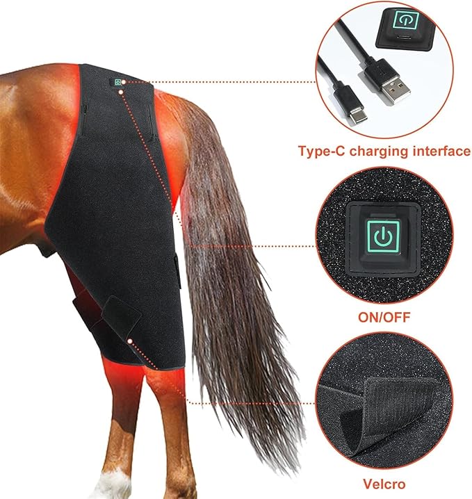 Horses Red &amp Infrared Light Therapy Device Wearable Red Light Therapy Belts Portable Therapy Deep Light for Horse Head Buttocks Abdomen Back Front Legs and Hind Legs Muscle Recovery. ﻿(Horse
