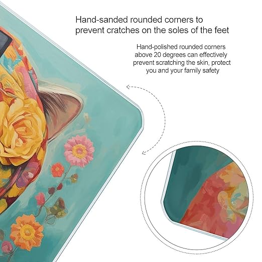 Hand Drawn Cat Scale for Body Weight Precision Bathroom Weighing Scales with Back Lit LCD Display Sturdy Tempered Glass Body Weight Scales Digital Bathroom Scale 400lb