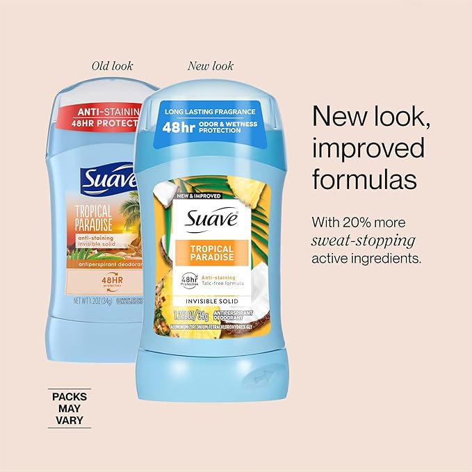 Suave Deodorant for Women Tropical Paradise 24-Pack – Invisible Solid Antiperspirant Deodorants 48H Protection 1.2 Oz Ea