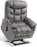 EONIX Oversized Wide Big Man Power Lift Recliner Chair for Elderly with Heat and Massage 400lbs Dual Motor Lay Flat Electirc Lift Chair with Extended Footrest SLRY008063 Grey