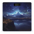Fantasy Night Scene Digital Bathroom Scale for Body Weight with High Precision Digital Weighing Scale with BMI Clear LCD Display and Step-On Measures Weight Up to 180kg
