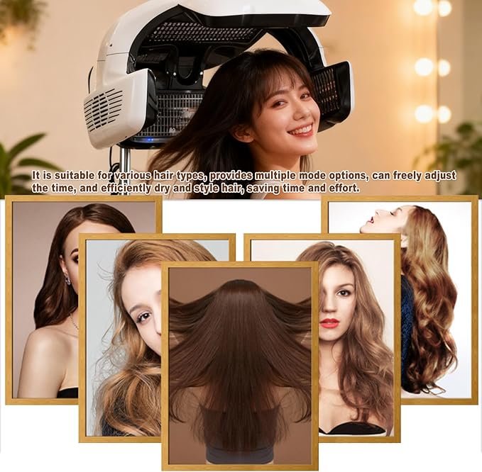 Adjustable Stand Up Hair Dryer for Home Use 800w Powerful Salon-Grade Dryer Or Steamer with Timer for Deep Conditioning Hair Color Processing Drying &amp Styling 130-160cm Height White