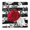 Black White Stripes Red Rose Flowers Bathroom Scale Large LCD Backlight Display Digital Scale Rounded Corners Body Scales Automatic Power On/Off Bathroom Scales for Home Bedrooms