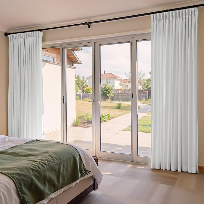 Pinch Pleated Curtains Blackout Two Pages Pinch Pleated Drapes for Bedroom Living RoomBlack Liner Thermal Insulated Draperies with Hooks&ampCurtain Ring W40 x H84 Inch Greyish White