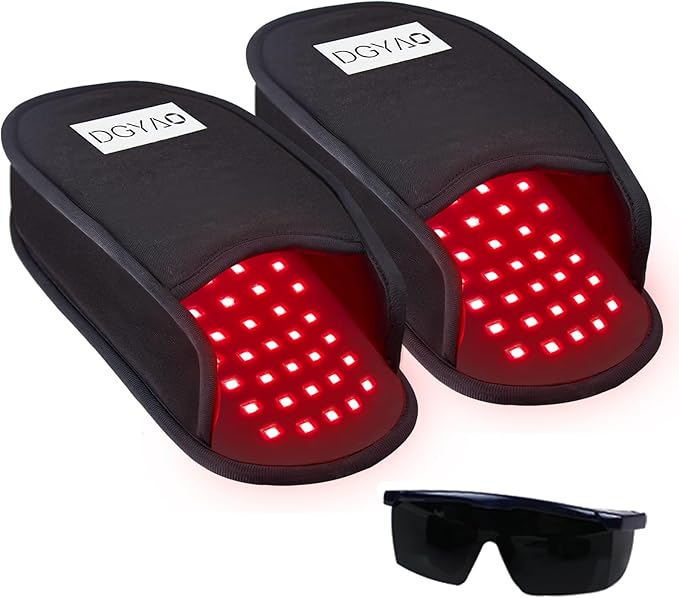 Red Light Therapy for Feet Infrared LED Therapy Slipper Wrap 2 Packs - FDA Cleared Infrared Therapy Foot Wraps with Adjustable Power &amp Timer | Targets Toes Ankle Instep Heel Discomfort At-Home The