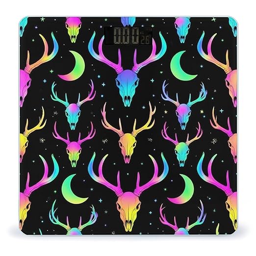 Digital Bathroom Weighing Scale Energy Saving Scale Smart Scale for Body Weight Goth Moon Stars Hunting Deer Skulls