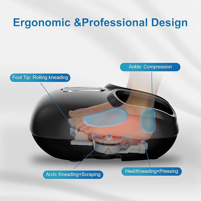 COMFIER Shiatsu Foot Massager MachineFeet Massager for Plantar FasciitisNeuropathy Pain with Heat VibrationRolling CompressionGifts for MenWomen Fits Size up to 13IN Multiple Modes