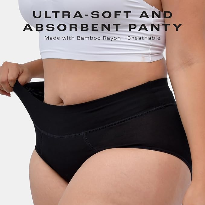 Bambody Absorbent Panties Period Underwear for Women and Teens - All-Day Long - Overnight Protection- Postpartum Leakproof