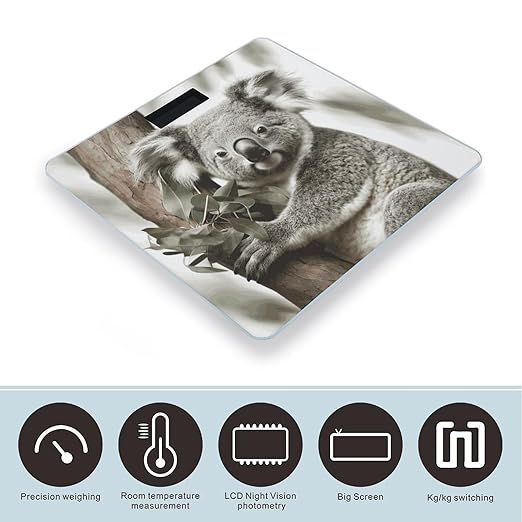 Koala Bathroom Scale Automatic Power On/Off Body Scales LCD Backlight Display Square Digital Scale Rounded Corners Bathroom Scales for Home Bedrooms