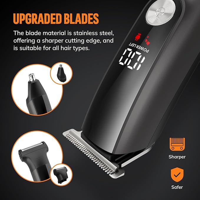Beard Trimmer for Men Hair Clippers - 6 in 1 Professional Grooming Kit Cordless Hair Clipper Trimmers Set WaterproofElectric Shaver Razor for Face Nose Body Mustache