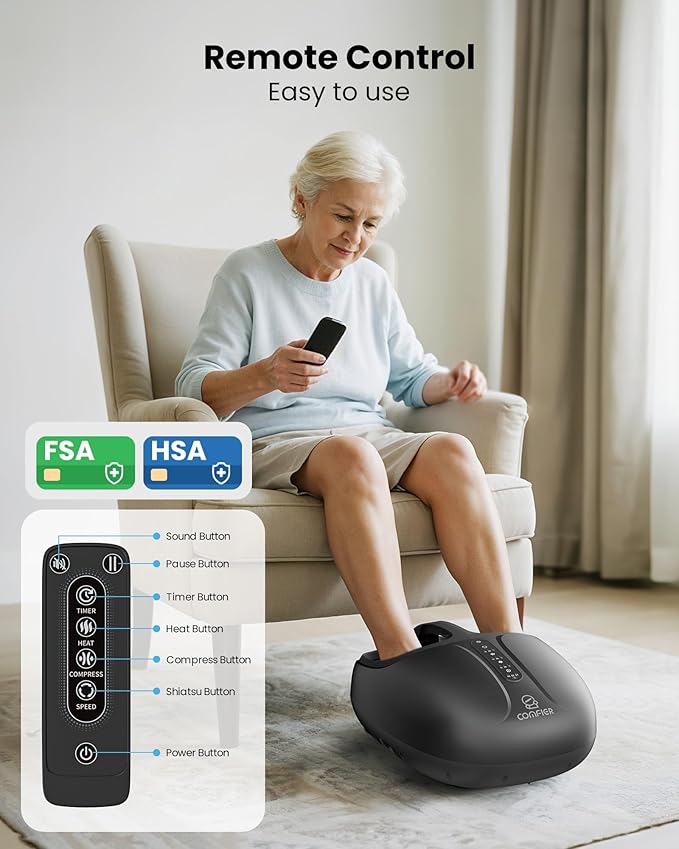 COMFIER Large Shiatsu Foot Massager with HeatSize Up to 15FSA Eligible Items &amp HSA StoreElectric Feet Massager for Plantar FasciitisNeuropathyFoot WarmerGifts for Women Men