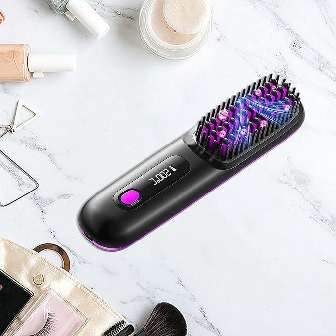 Straightener Brush - Hair Styling Comb Travel Hair Straightener LED Screen Controller Brushes Professional Styling Tool Portable Wet Dry Device for Home Beach Salon Trip Grooming