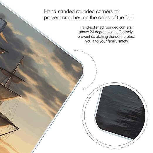 Fantasy Pirate Ship Bathroom Scale Large LCD Backlight Display Digital Scale Rounded Corners Body Scales Automatic Power On/Off Bathroom Scales for Home Bedrooms