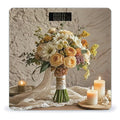 Warm Colored Flowers Bathroom Scale for Body Weight Bathroom Weighing Scales with Back Lit LED Display Sturdy Tempered Glass Body Weight Bathroom Scale 400lb Weighing