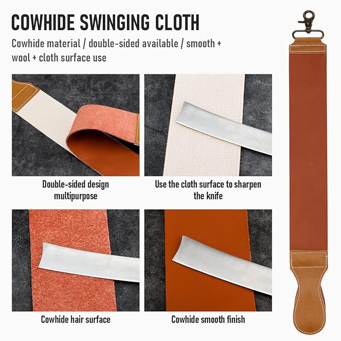 Professional Straight Razor with First Layer Cowhide Strop - Straight Edge Barber Razor Premium Stainless Steel Shaver Razor for Men Home &amp Salon Grooming Using