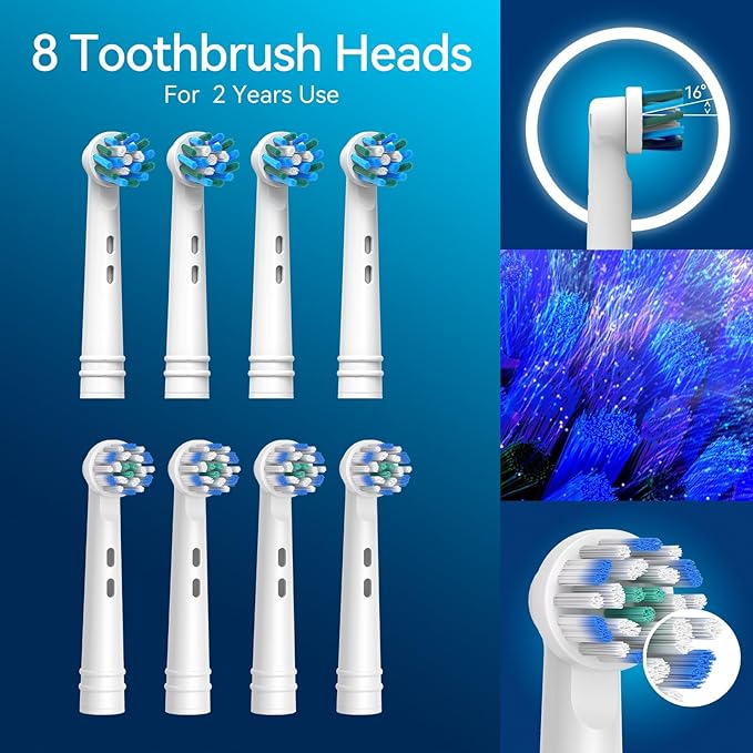 SEAGO Rotating Electric Toothbrush with 8 Round Brush Heads with 5 Cleaning Modes Sonic Technology Whitening Teeth in 14 Days for Adult and KidsSG-2603 (Black)