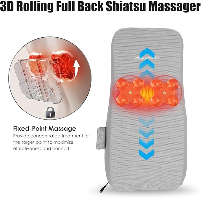 Full Body Electric Massage Mat with Heat Vibration Back Massage Pad Cushion with Inflatable Head Pillow and Lumbar Pillow 10 Vibration Motors 3 Timers (28x14)
