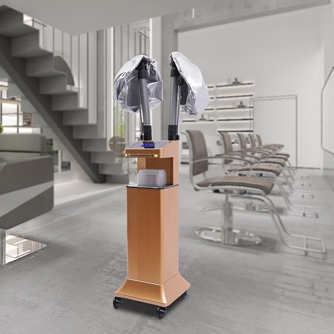 Nano Hair Steamer Professional Micro Mist Hair Color Processor with 2 Vaporizing Caps 650W Vertical Hair Care Machine with Rolling Wheels Salon Spa Equipment for Deep Hair Care Repair Hair Styling
