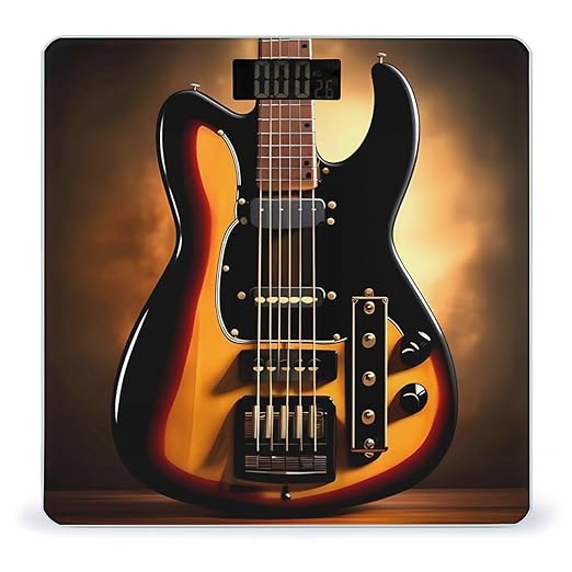 Instrumental GuitarScale for Body Weight with LCD High Precision Weighing Scales Fashion Sturdy Tempered Glass Weight Scales Easy-to-Read Digital Bathroom Scale for Daily 400lb