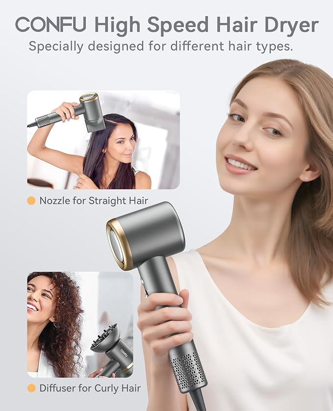 CONFU Hair Dryer &amp High Speed Blow Dryer CONFU Ionic Blow Dryer Portable Lightweight Fast Drying Negative Ion Hairdryer Blowdryer