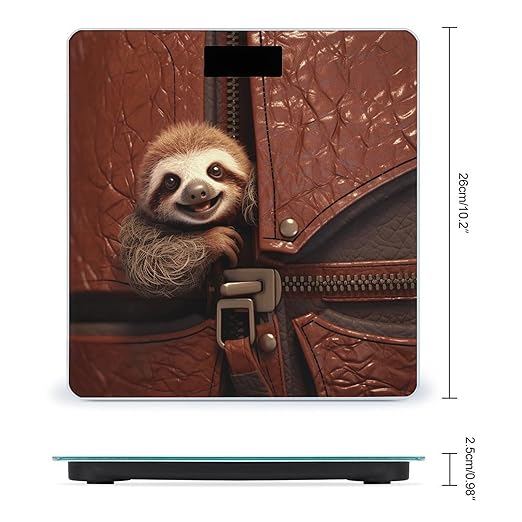 Sloth on Zipper Bathroom Scale for Body Weight LCD Display Digital Bathroom Scale Tempered Glass Bathroom Weight Scales Fashion Smart Scales for Home Bedroom 400 Lb