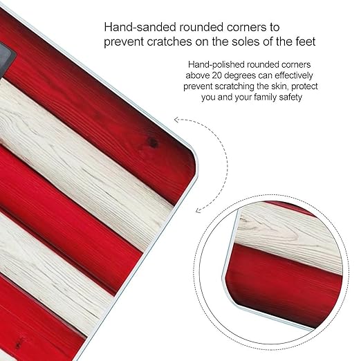 Women's Digital Bathroom Weighing Scale Automatic Switch Energy Saving Scale Smart Scale for Body Weight Vintage Wooden American Flag