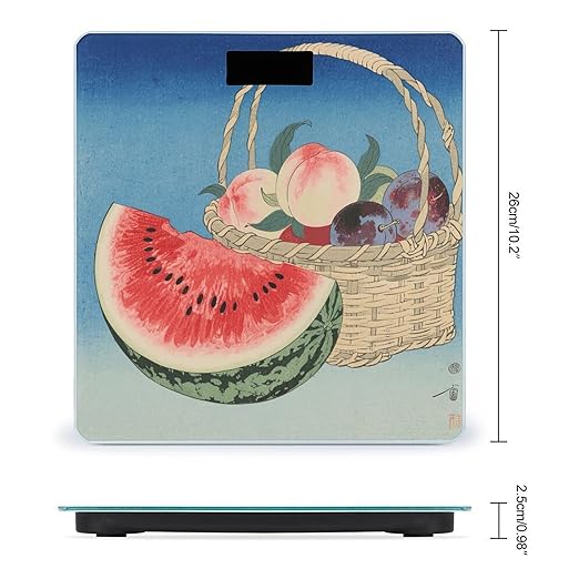 Vibrant Colorful Fruits Scale for Body Weight Sturdy Tempered Glass Weighing Scales with LCD Display Accurate Digital Bathroom Scale Convenient Body Fat Smart Scales Easy Read