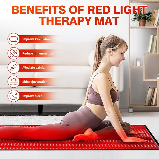Red Light Therapy Mat 3840 LED Chips Infrared Red Light Therapy Blanket for Body 660nm &amp 850nm Near Infrared Pad with Pulsing Adjustable Timer &amp Heating Modes