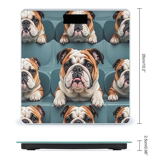 Funny English Bulldog Scale for Body Weight Digital Bathroom Scale Toughened Glass High Precision Scales for Body Weight with Large LCD Backlight Display Weight Scales