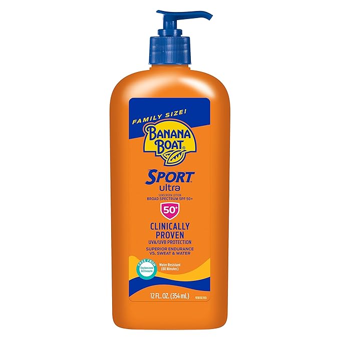 Banana Boat Ultra Sport Reef Friendly Sunscreen Spray &amp Sport Ultra SPF 50 Sunscreen Lotion 6 Oz (Pack of 2) &amp 12oz | Oxybenzone Free Broad Spectrum SPF 50 Water &amp Sweat Resistant Up to