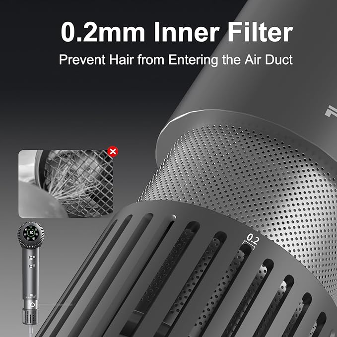 Hair Dryer Negative Ionic Blow Dryer with 11000RPM High-Speed Motor for Fast Drying Low Noise Thermo-Control Lightweight Portable Hairdryer with Magnetic Nozzle for Home Travel