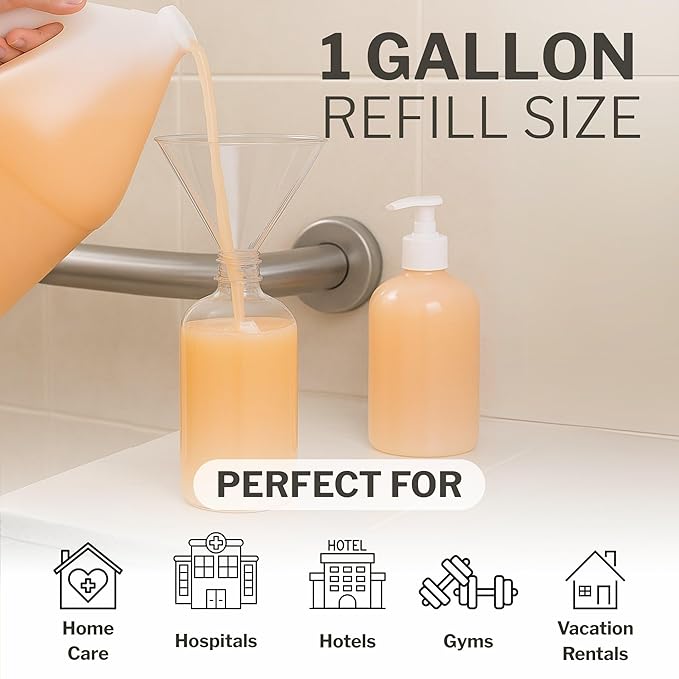 McKesson Body Wash and Shampoo - 1  Gallon Bulk Refill Full Body Wash with Aloe Apricot Scent - Sensitive Skin &amp Hair 2‑in‑1