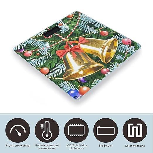 Christmas Tree Bells Smart Scale for Body Weight Accurate Bathroom Scale with LED Display Digital Weight Scales Weighing Machine High Precision Scales for Bath Home