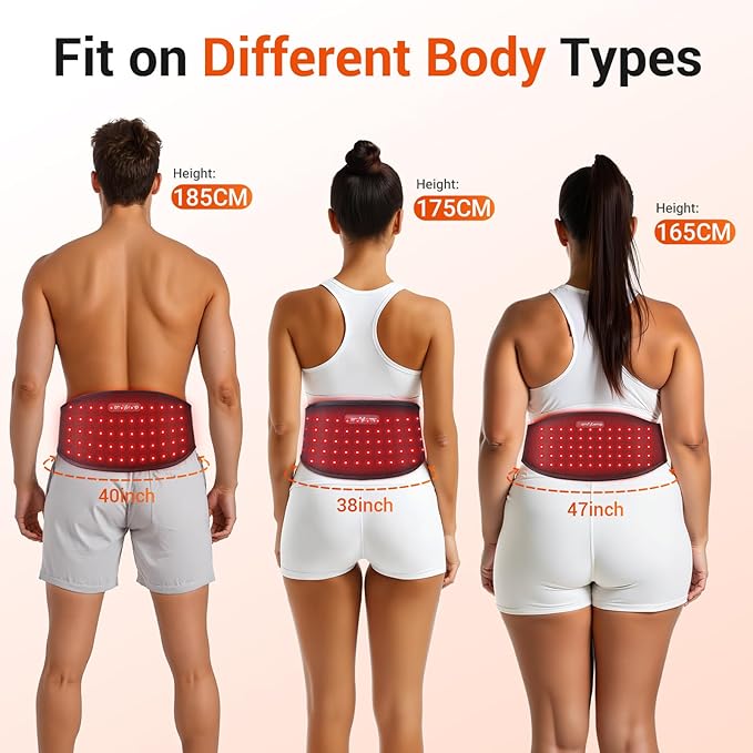 Comfytemp 5000mAh Portable Red Light Therapy Belt for Body Wearable Near Infrared Light Therapy Wrap 13W Light Wrap for Waist Belly Lower Back Joint Muscle 50''x7''