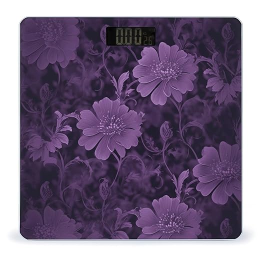 Purple Weight ScaleClear LED Display Bathroom Digital Weighing ScaleTempered Glass Digital Bathroom Scale for Body Weight Capacity Up to 400 Lbs