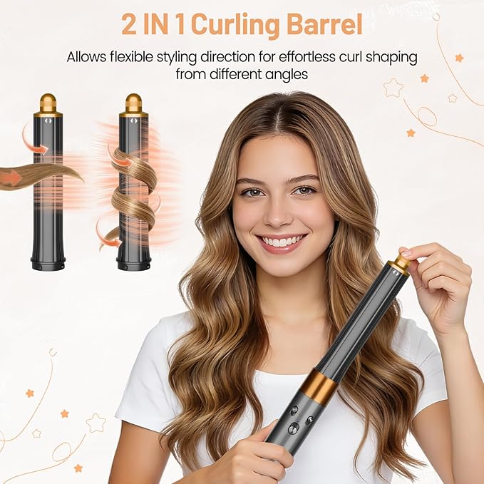30mm/1.2 Inch Curling Barrel for Dyson Airwrap Long Hair Curling Roller Barrels Compatible with Airwrap HS01/05/08 Self-Curling Replacement Attachment for Part No.971888-07 Gold