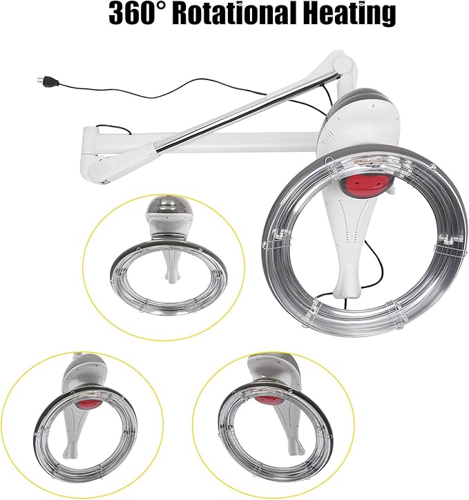 Hair Color Processor Orbiting Rotating Hair Processor | Hair Salon Color Processor Dryer | Hair Dryer Accelerator with Rolling Base | 6 Mode Salon Hair Conditioner/Perm | Grey
