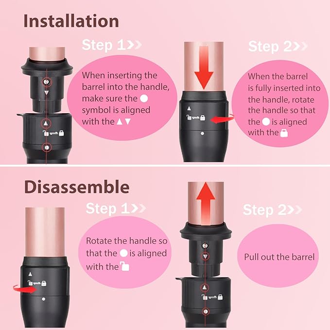 3 in 1 Curling Iron Set Hair Curling Wand Set with 3 Interchangeable Ceramic Curling Barrel(0.35”-1.25”) Instant Heat Up Dual Voltage Hair Curler Beach Waves Include Glove