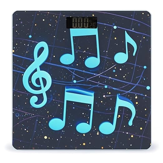 Blue Musical Notes Bathroom Scale for Body Weight with High Precision Large LCD Backlight Display Digital Weighing Scale with BMI Capacity Up to 180kg
