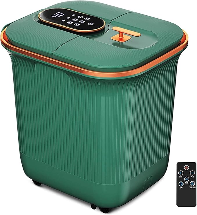 Foot Spa Bath Massager with Heat Motorized Shiatsu Massage Ball Digital Adjustable Time &amp Temperature Control Rain Shower and LED Touch Screen (Color : Green)