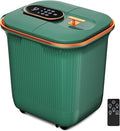 Foot Spa Bath Massager with Heat Motorized Shiatsu Massage Ball Digital Adjustable Time &amp Temperature Control Rain Shower and LED Touch Screen (Color : Green)
