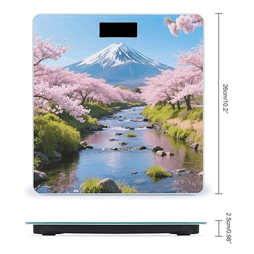Creek &amp Cherry Blossoms Weight Scale Large Digital Bathroom Scales with Bright LED Display Non Slip Digital Scale and Step On Fashion Weighing Machine for Body