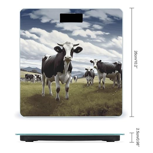 Farm Cow Pictures Scale for Body Weight High Precision Digital Weight Scales with LCD Display Anti-Slip Sturdy Slim Tempered Glass Bathroom Scale for Home Use