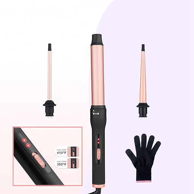 Curling Iron Wand Multiple Combination SetsFast Heating Hair Wand Curler in All Hair Type ((Set 5) 3 in 1)