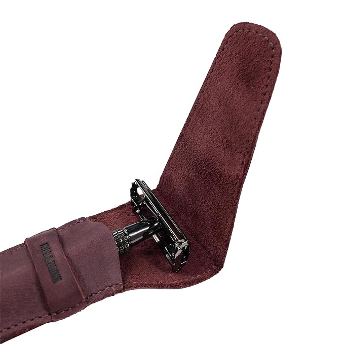 Hide &amp Drink Leather Safety Razor Case Shaving Accessories Personal Care Essentials Handmade Includes 101 Year Warranty (Sangria)