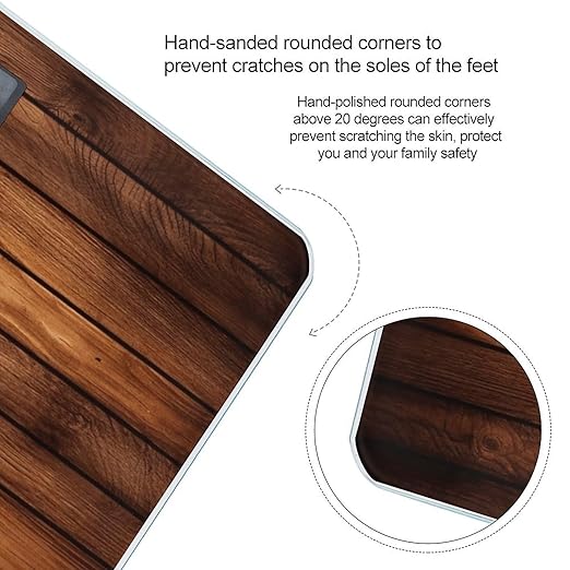 Brown Wooden Bathroom Scale Weight Scale for Body WeightHighly Accurate Digital Weighing Machine Clear LED Display Digital Bathroom Body Scale 400lb/182kg
