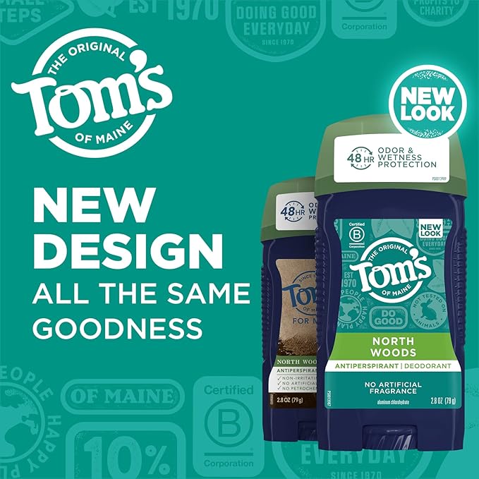 Tom's of Maine Antiperspirant Deodorant for Men North Woods 2.8 oz Pack of 3 (Packaging May Vary)